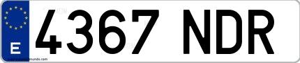 Ejemplo de matrícula española 4367 NDR