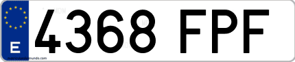 Ejemplo de matrícula de coche ordinaria 4368 FPF