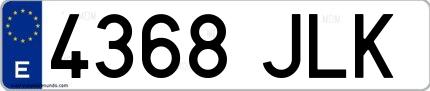 Ejemplo de matrícula española 4368 JLK