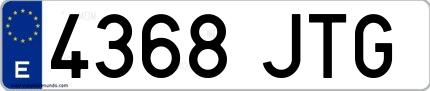 Ejemplo de matrícula española 4368 JTG