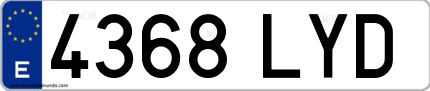 Ejemplo de matrícula de coche ordinaria 4368 LYD