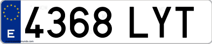Ejemplo de matrícula de coche ordinaria 4368 LYT
