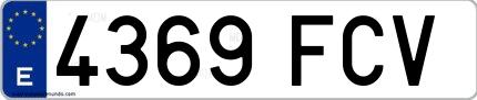 Ejemplo de matrícula española 4369 FCV