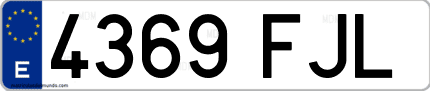 Ejemplo de matrícula de coche ordinaria 4369 FJL