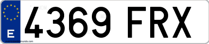 Ejemplo de matrícula de coche ordinaria 4369 FRX