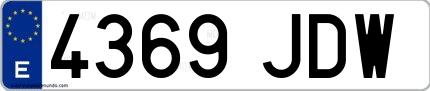 Ejemplo de matrícula española 4369 JDW