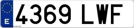 Ejemplo de matrícula española 4369 LWF