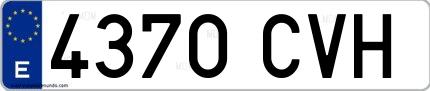 Ejemplo de matrícula española 4370 CVH