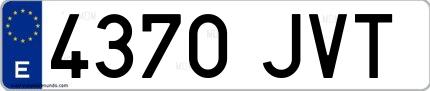 Ejemplo de matrícula española 4370 JVT