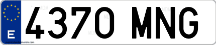 Ejemplo de matrícula de coche ordinaria 4370 MNG