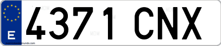 Ejemplo de matrícula de coche ordinaria 4371 CNX