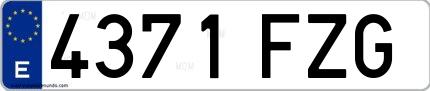 Ejemplo de matrícula española 4371 FZG