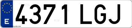 Ejemplo de matrícula de coche ordinaria 4371 LGJ