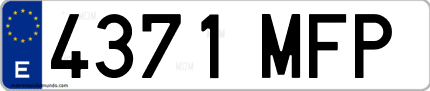 Ejemplo de matrícula de coche ordinaria 4371 MFP