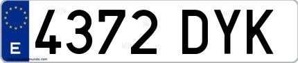 Ejemplo de matrícula española 4372 DYK