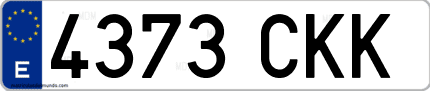 Ejemplo de matrícula de coche ordinaria 4373 CKK