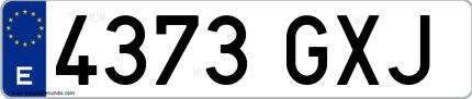 Ejemplo de matrícula española 4373 GXJ