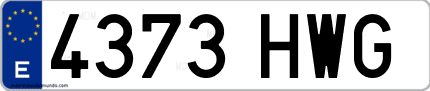 Ejemplo de matrícula de coche ordinaria 4373 HWG