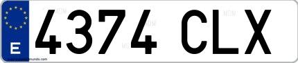 Ejemplo de matrícula española 4374 CLX