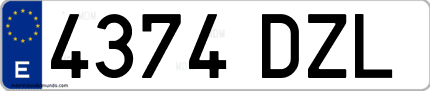 Ejemplo de matrícula de coche ordinaria 4374 DZL