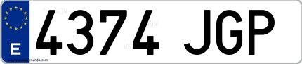 Ejemplo de matrícula española 4374 JGP
