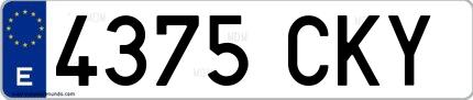 Ejemplo de matrícula española 4375 CKY