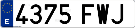 Ejemplo de matrícula de coche ordinaria 4375 FWJ