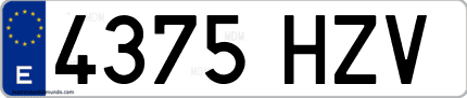 Ejemplo de matrícula de coche ordinaria 4375 HZV