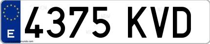 Ejemplo de matrícula española 4375 KVD