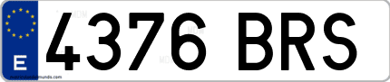 Ejemplo de matrícula de coche ordinaria 4376 BRS