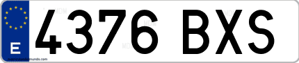 Ejemplo de matrícula de coche ordinaria 4376 BXS