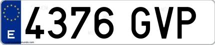 Ejemplo de matrícula española 4376 GVP