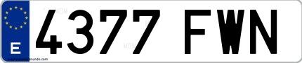 Ejemplo de matrícula española 4377 FWN