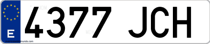 Ejemplo de matrícula de coche ordinaria 4377 JCH
