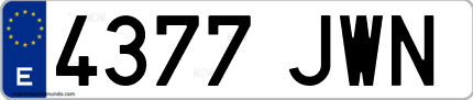 Ejemplo de matrícula de coche ordinaria 4377 JWN