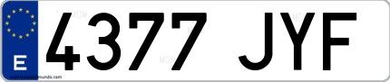 Ejemplo de matrícula española 4377 JYF