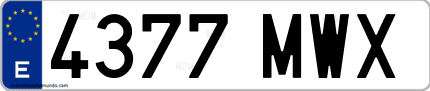 Ejemplo de matrícula de coche ordinaria 4377 MWX