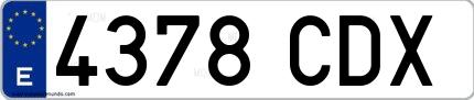 Ejemplo de matrícula española 4378 CDX