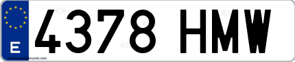 Ejemplo de matrícula de coche ordinaria 4378 HMW
