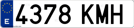 Ejemplo de matrícula de coche ordinaria 4378 KMH