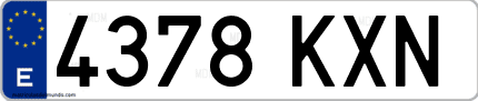 Ejemplo de matrícula de coche ordinaria 4378 KXN