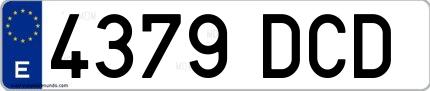 Ejemplo de matrícula española 4379 DCD