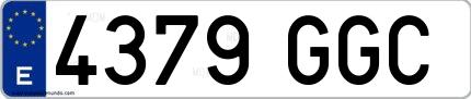 Ejemplo de matrícula española 4379 GGC