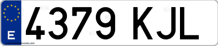 Ejemplo de matrícula de coche ordinaria 4379 KJL