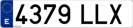 Ejemplo de matrícula española 4379 LLX