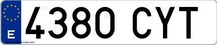 Ejemplo de matrícula española 4380 CYT