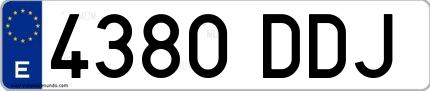 Ejemplo de matrícula española 4380 DDJ