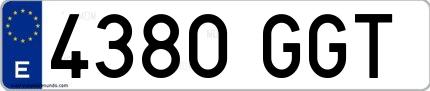 Ejemplo de matrícula española 4380 GGT