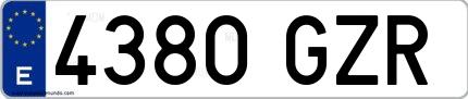Ejemplo de matrícula española 4380 GZR