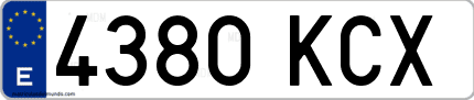 Ejemplo de matrícula de coche ordinaria 4380 KCX